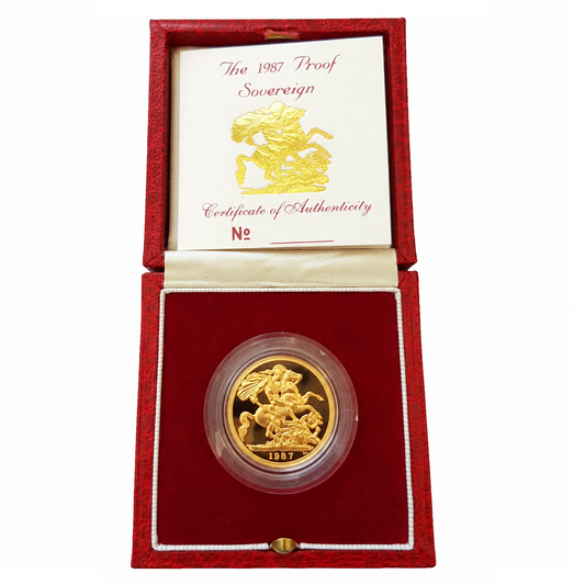 1987 Queen Elizabeth II Proof Sovereign by Raphael Maklouf - Presentation Case with COA