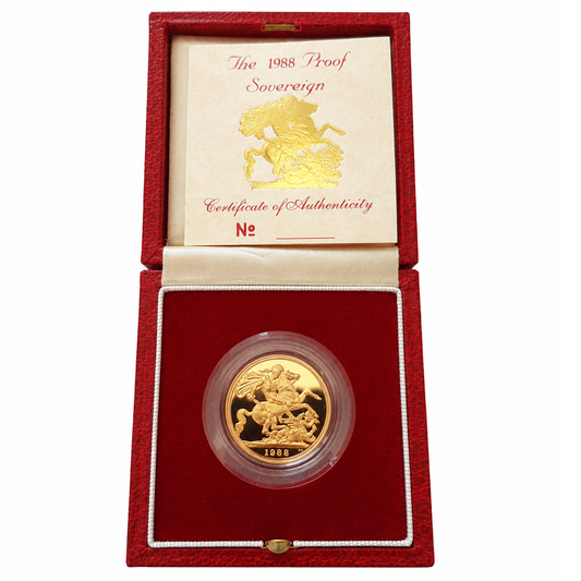 1988 Queen Elizabeth II Proof Sovereign by Raphael Maklouf - Presentation Case with COA