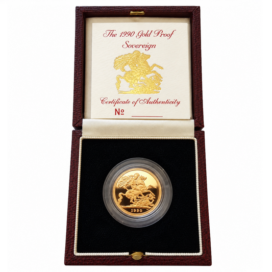 1990 Queen Elizabeth II Proof Sovereign by Raphael Maklouf - Presentation Case with COA