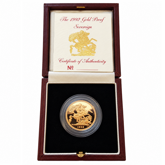 1992 Queen Elizabeth II Proof Sovereign by Raphael Maklouf - Presentation Case with COA