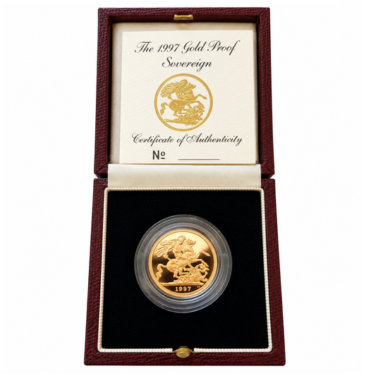 1997 Queen Elizabeth II Proof Sovereign by Raphael Maklouf - Presentation Case with COA