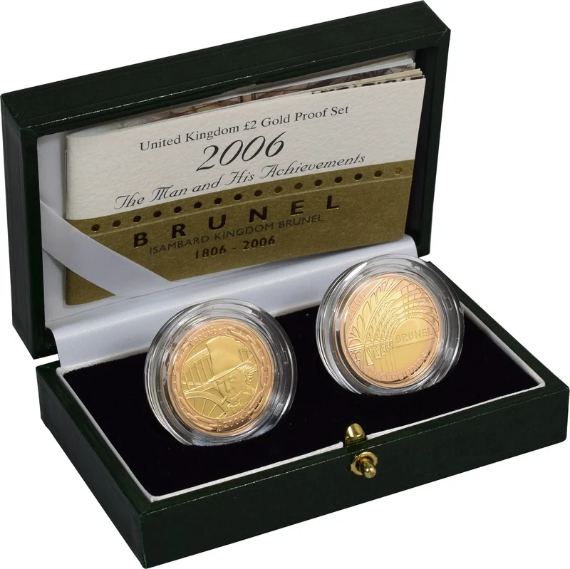 2006 Royal Mint Brunel: The Man and His Achievements £2 Gold Proof 2-Coin Set (Boxed)