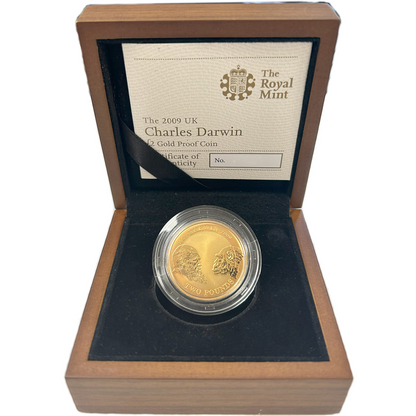 2009 Queen Elizabeth II Charles Darwin £2 Gold Proof Coin