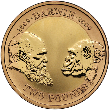 2009 Queen Elizabeth II Charles Darwin £2 Gold Proof Coin