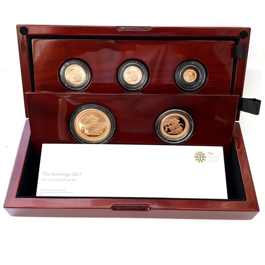 2017 Queen Elizabeth II 5 Coin Gold Proof Sovereign Set + COA