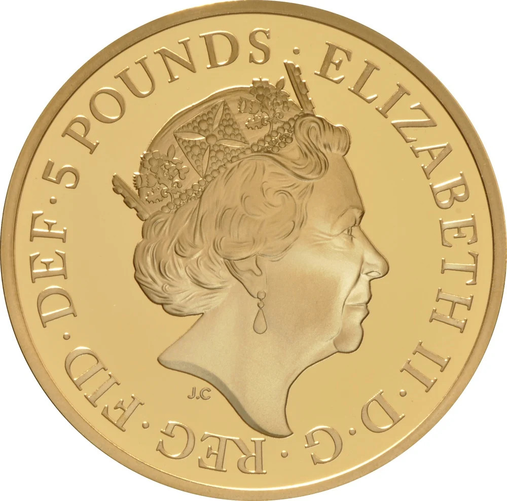 2017 Queen Elizabeth II Sapphire Jubilee £5 Crown Gold Proof