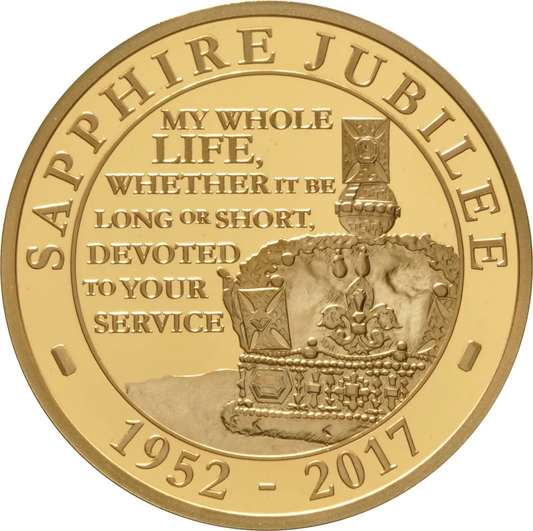 2017 Queen Elizabeth II Sapphire Jubilee £5 Crown Gold Proof