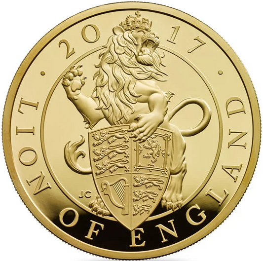 2017 Queen Elizabeth II 'Queens Beast Lion of England' 5oz 999.9 Gold Proof Coin
