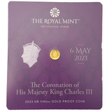 2023 King Charles III Coronation 1/40oz (fortieth) 999.9 Gold Proof Coin