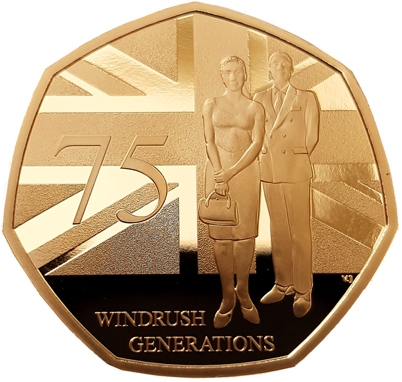 2023 King Charles III 75 Years of the Windrush Generation 50p Gold Proof