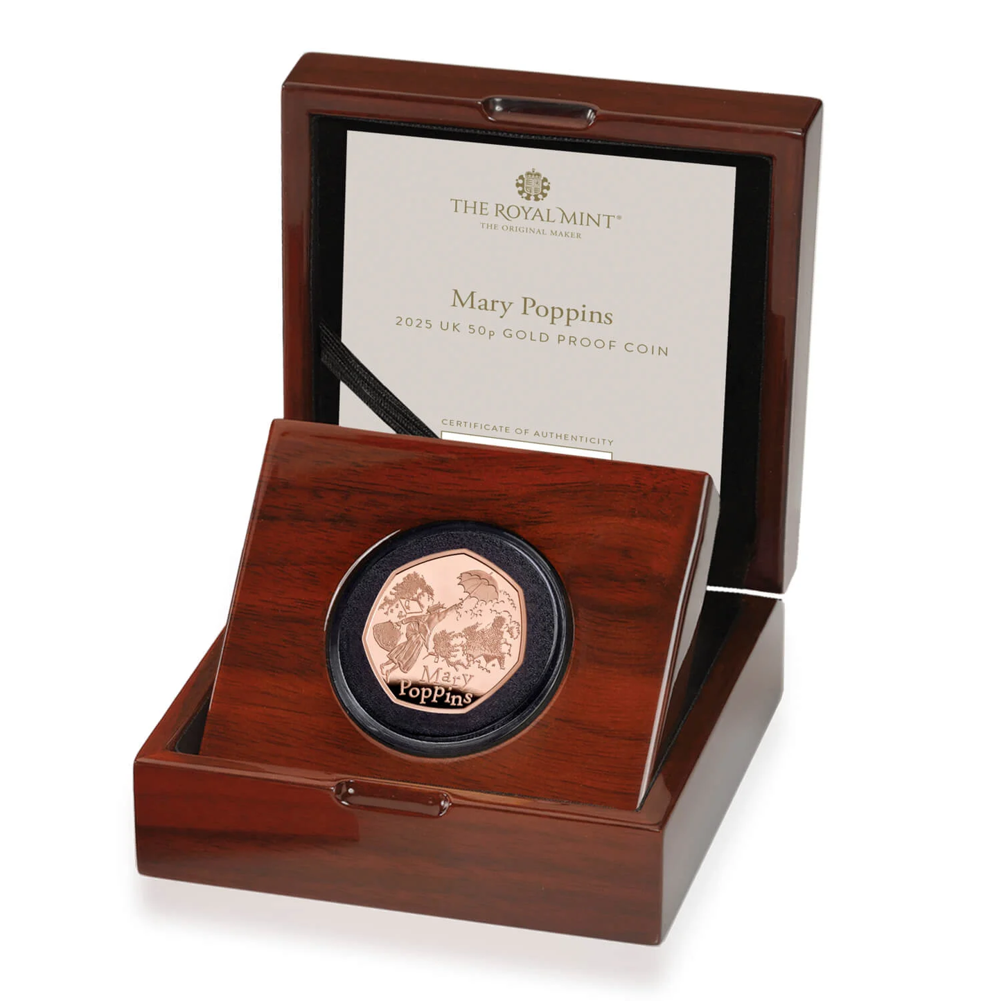 2025 King Charles III 'Mary Poppins' Gold Proof 50P - (Royal Mint Cert No #01)