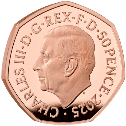 2025 King Charles III 'Mary Poppins' Gold Proof 50P - (Royal Mint Cert No #01)