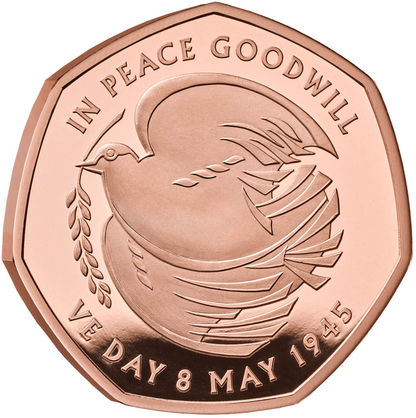 2025 King Charles III '80th Anniversary of VE Day' Gold Proof 50P