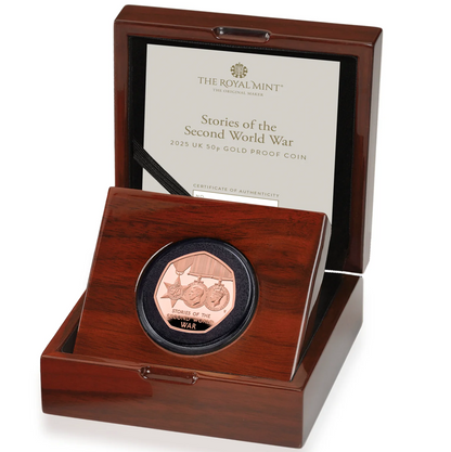 2025 King Charles III 'Stories of the Second World War' Gold Proof 50P