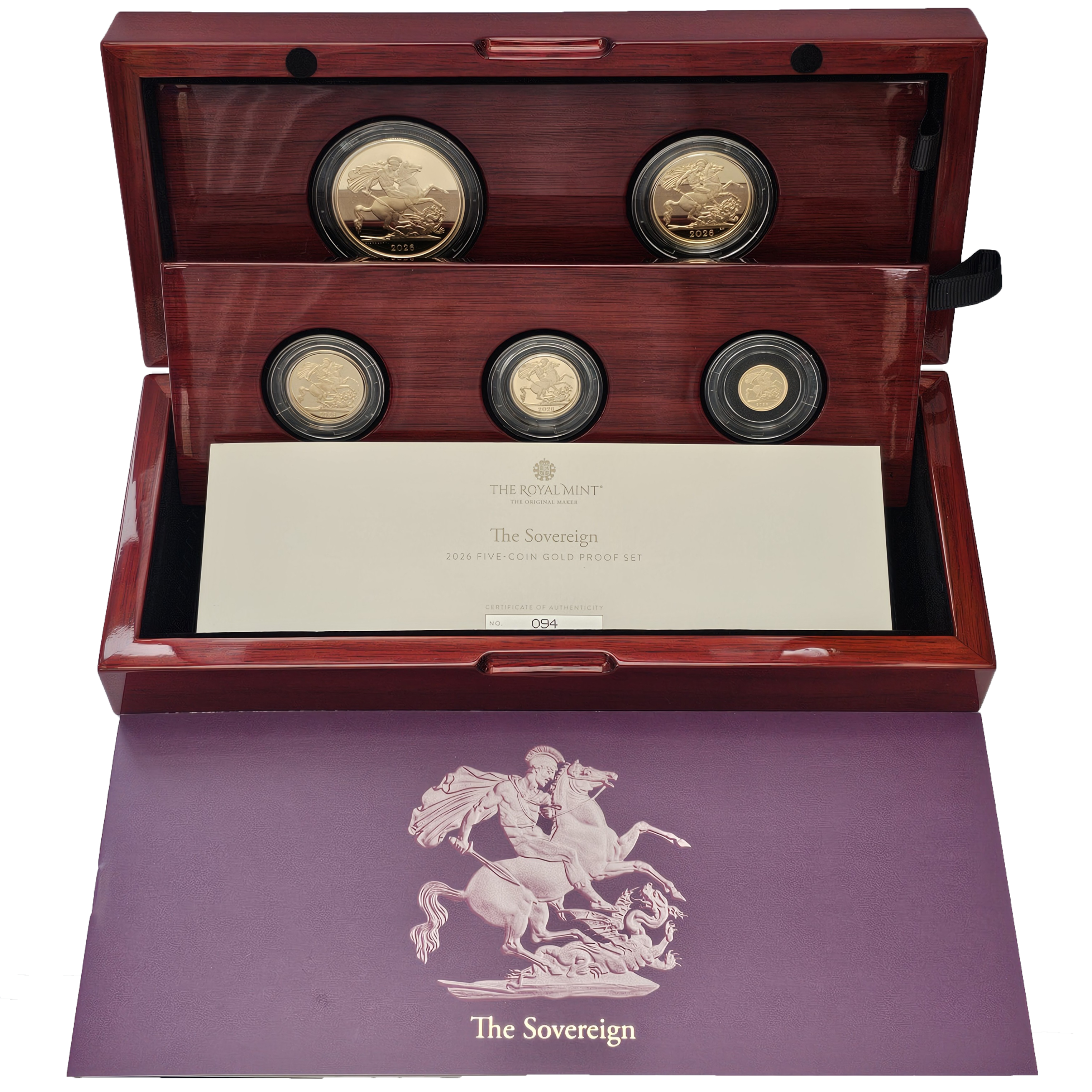 2026 King Charles III First Year of the 'Yellow Gold' Proof 5 Coin Sov ...