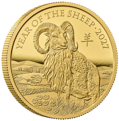 2027 King Charles III 'Lunar Year of the Sheep / Goat' 999.9 1oz Gold Proof Coin
