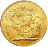 1920-M King George V Gold Sovereign (Ex Bentley Collection) Extremely Rare