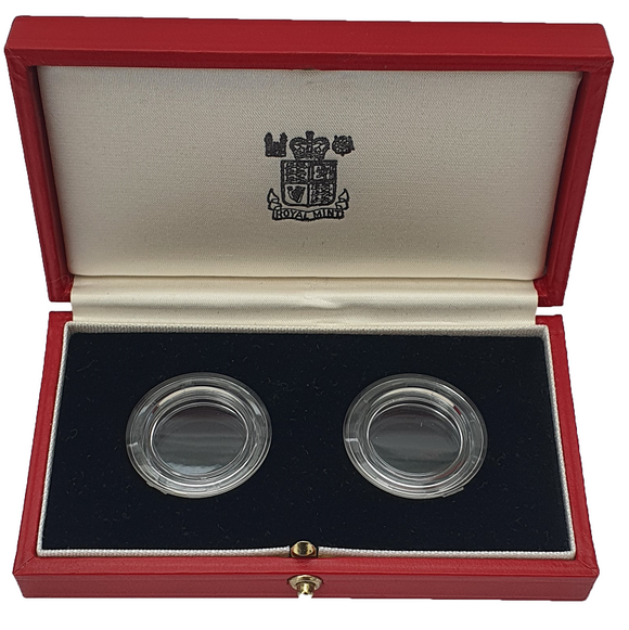 Royal Mint Red Leatherette Case with Screw Type Capsule for 2 Sovereigns