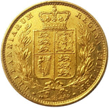 1854 Queen Victoria Shield Reverse Sovereign - NGC MS-60 UNC