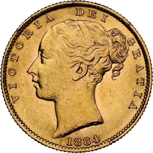 1884-S Queen Victoria Shield Reverse Sovereign - NGC MS-61 UNC