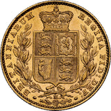 1884-M Queen Victoria Shield Reverse Sovereign - NGC AU-58  AUNC