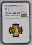 1891-M Queen Victoria Jubilee Head Gold Sovereign (Melbourne) - NGC MS-61+ UNC