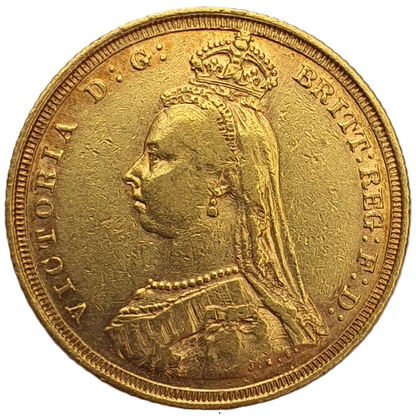 1887-S Queen Victoria Jubilee Head Gold Sovereign - DISH S1 - Extremely Rare