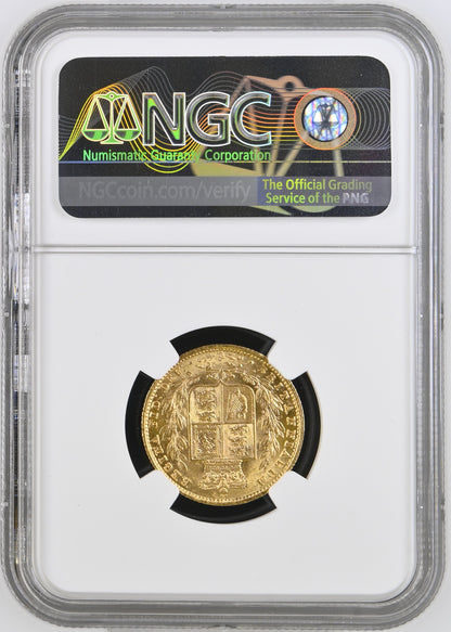 1857 Queen Victoria Shield Reverse Sovereign - NGC AU 58