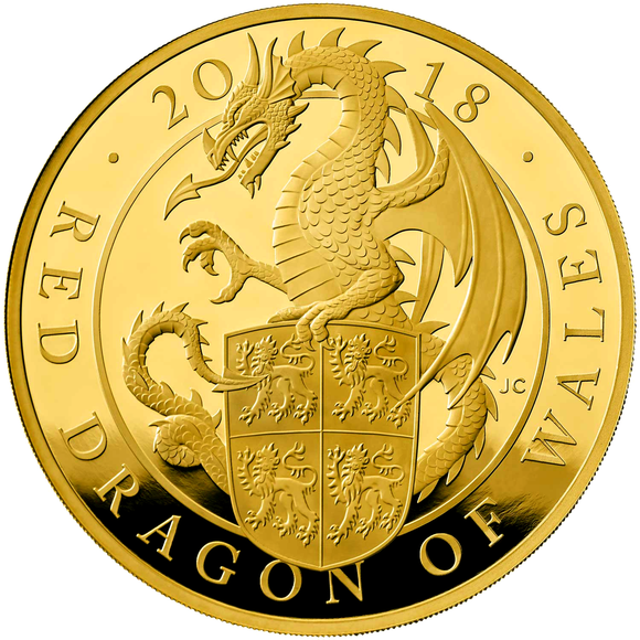 2018 Queen Elizabeth II 'Red Dragon of Wales' 1/4oz 999.9 Gold Proof Coin