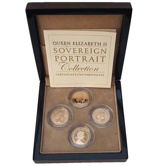 Royal Mint Issued Queen Elizabeth II Portrait 4 Sovereign Collection