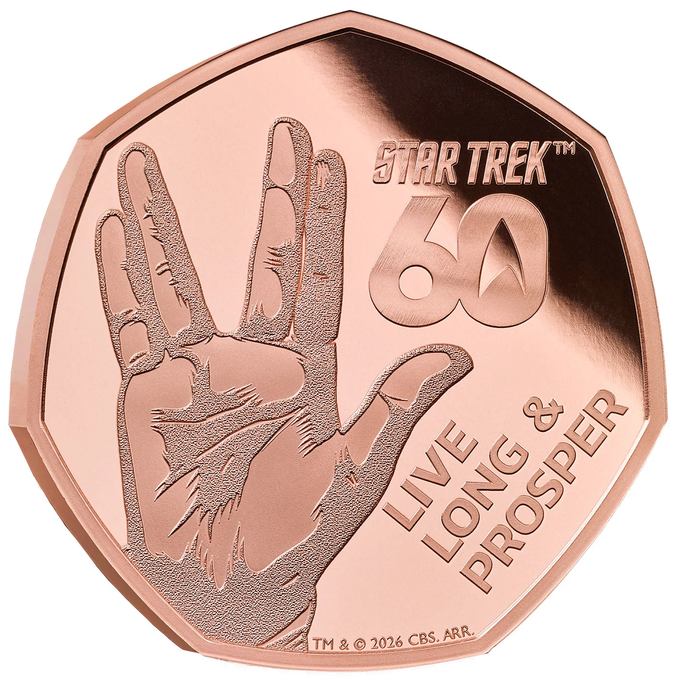 2026 60 Years of Star Trek - Live Long and Prosper 50p Gold Proof Coin - Limited 100
