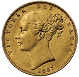 1857 Queen Victoria Shield Reverse Sovereign - Extremely Fine