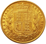 1857 Queen Victoria Shield Reverse Sovereign - Extremely Fine