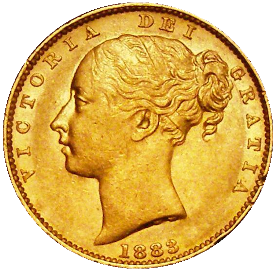 1883-M Queen Victoria Shield Reverse Sovereign - Marsh R2 - Very Rare
