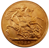 1924-M King George V Gold Sovereign (Melbourne) - AUNC