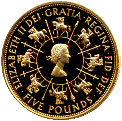 1993 Queen Elizabeth II 40th Coronation Anniv Gold Proof  5 Pound + Boxed / COA