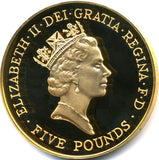 1990 Queen Elizabeth II 90th Birthday Queen Mother Gold Proof  5 Pound + Boxed / COA