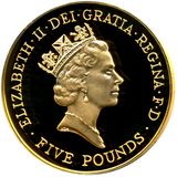1996 Queen Elizabeth II 70th Birthday Gold Proof  5 Pound + Boxed / COA