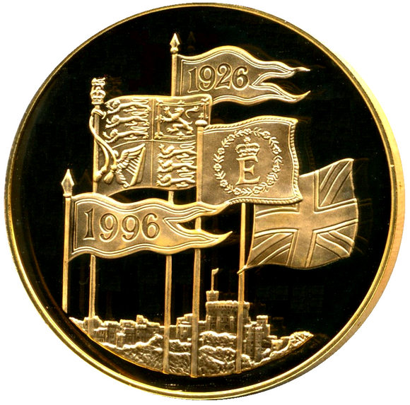 1996 Queen Elizabeth II 70th Birthday Gold Proof  5 Pound + Boxed / COA