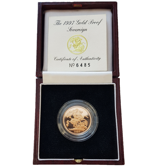 1997 Queen Elizabeth II Proof Sovereign by Raphael Maklouf - Presentation Case with COA