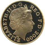 2000 Queen Elizabeth II Millennium Gold Proof  5 Pound + Boxed / COA