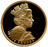 2002 Queen Elizabeth II Golden Jubilee Gold Proof  5 Pound + Boxed / COA