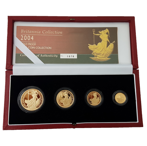 2004 Queen Elizabeth II 4 Coin Gold Britannia Set + COA