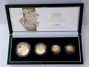2005 Queen Elizabeth II Proof 4 Coin Gold Sovereign Set + COA