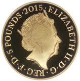 2015 Queen Elizabeth II 200th Anniversary Waterloo + Gold Proof £5 Boxed / COA