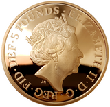 2017 Queen Elizabeth II  House of Windsor + Gold Proof £5 Boxed / COA