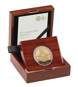 2018 Queen Elizabeth II RAF Centenary 'Badge' Gold Proof £2 - Boxed / Coa