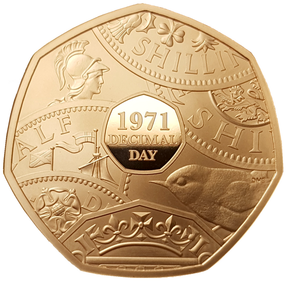 2021 50th Anniv of Decimal Day Gold Proof 50p Coin (450 - Issue Limit)