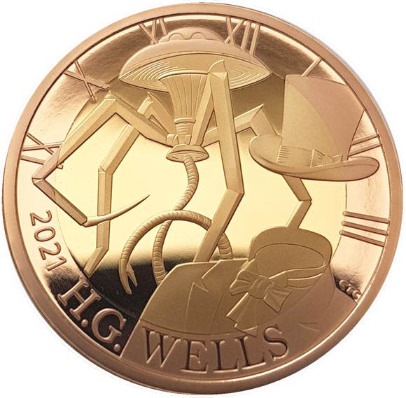 2021 Queen Elizabeth II Celebrating the Life and Work of H.G. Wells £2 Gold Proof Coin