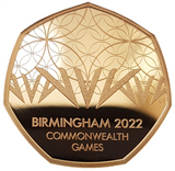2022 Queen Elizabeth II 'Birmingham Commonwealth Games' 50p Gold Proof Coin